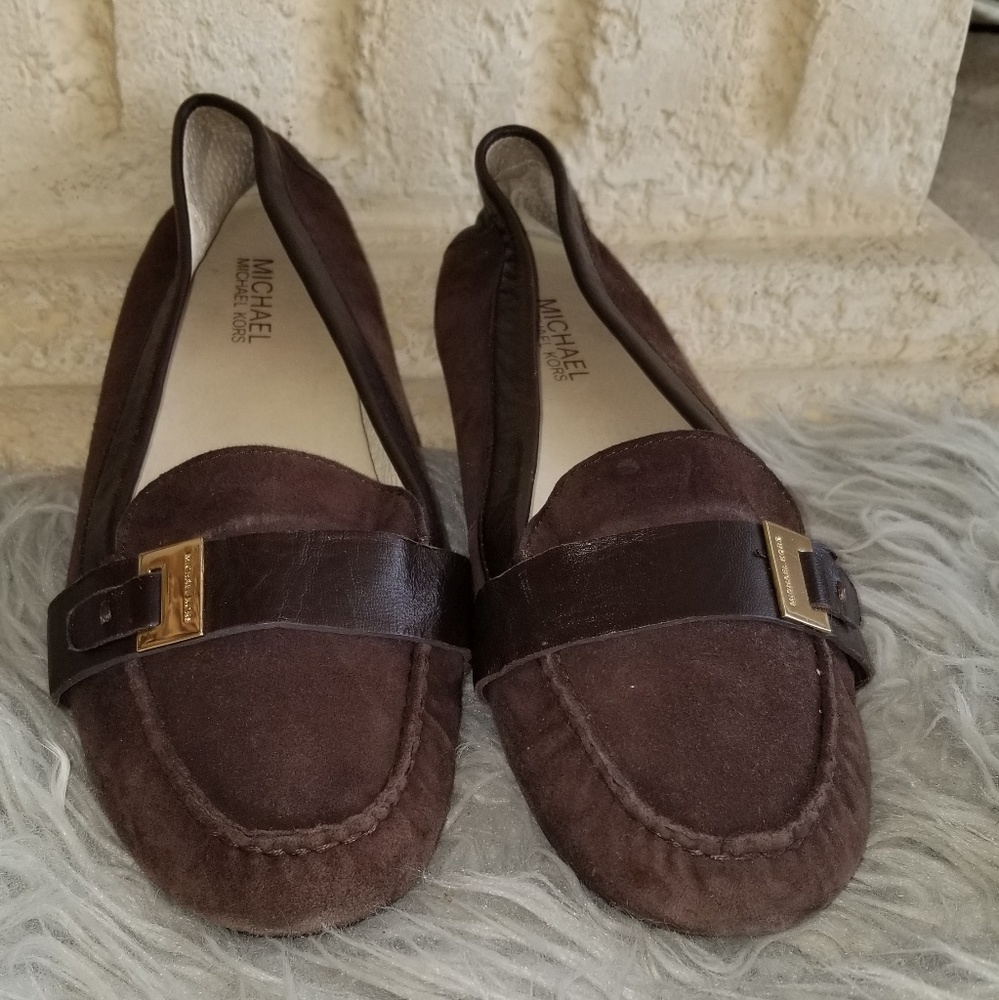 Brown suede loafers